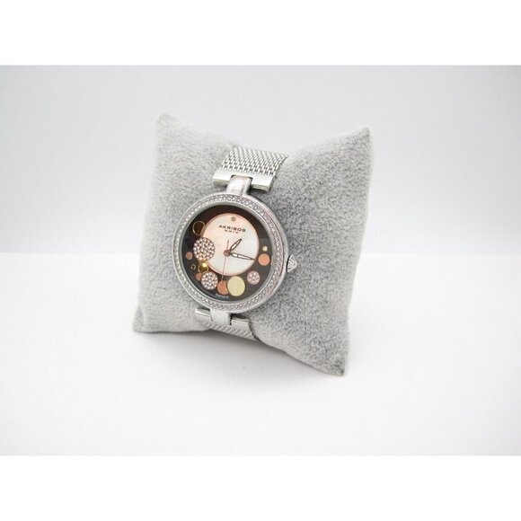 Women Akribos XXIV Diamond Quartz WR Analog 38mm Dial Causal Round Watch (F689) - Picture 4 of 9